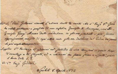 8 aprile 1832. Lettera di Giovanni Maria Mastai Ferretti, arcivescovo di Spoleto (Beato Pio IX, Papa)