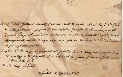 8 aprile 1832. Lettera di Giovanni Maria Mastai Ferretti, arcivescovo di Spoleto (Beato Pio IX, Papa)
